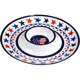 Certified International Stars & Stripes Melamine Chip and Dip Server