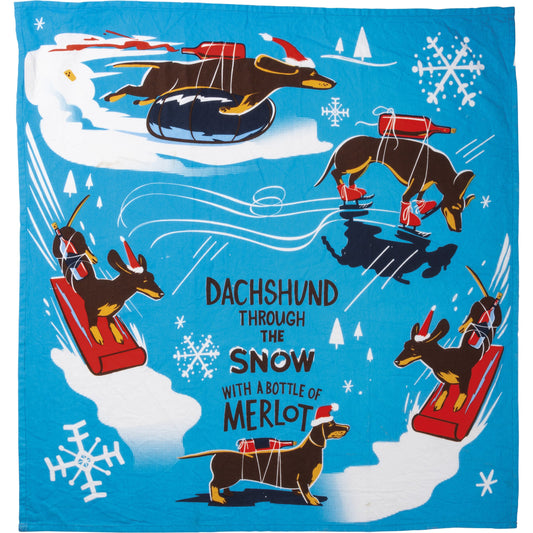 Primitives By Kathy Dachshund Through The Snow Towel