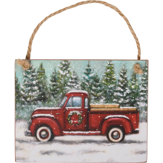 Primitives By Kathy Farm Life Red Truck Holiday Ornaments