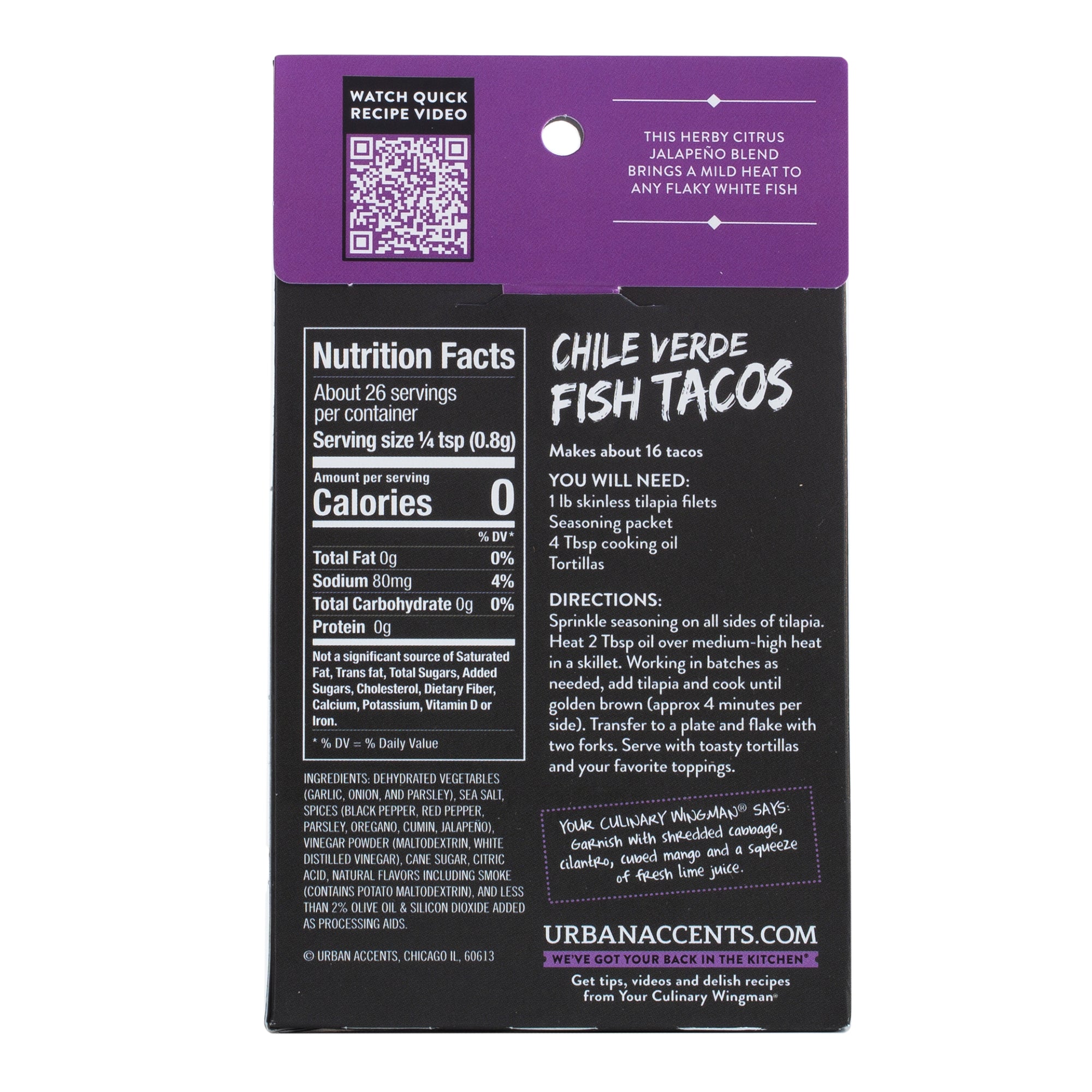 Urban Accents Chile Verde Fish Tacos Seasoning Mix