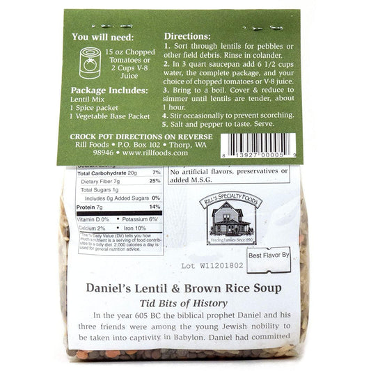 Rill Foods - Daniel's Lentil & Brown Rice Soup - Mix | Specialty Food Items and Unique Gift Ideas for Everyone