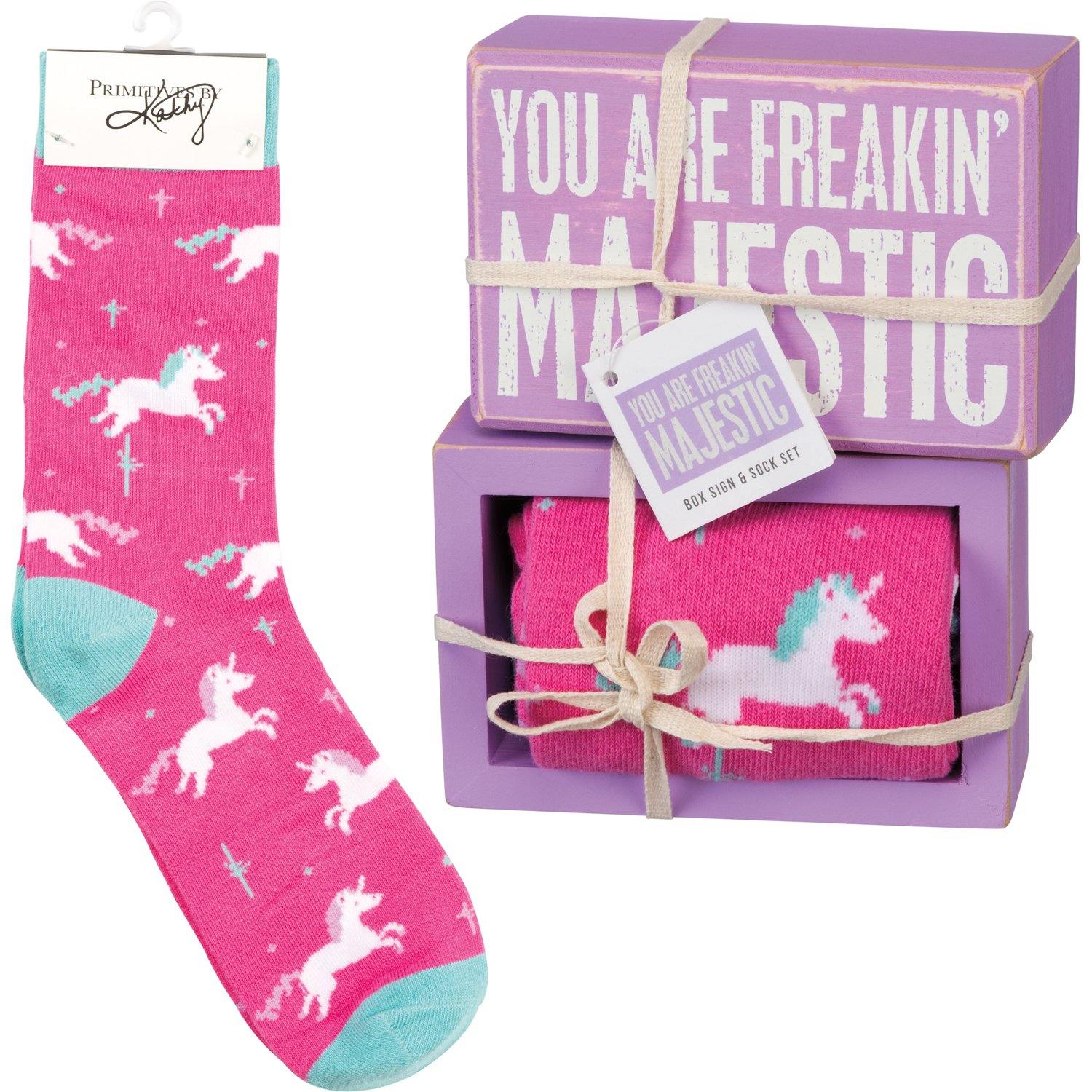 Primitives By Kathy - You Are Freakin Majestic - Box sign and Socks | Specialty Food Items and Unique Gift Ideas for Everyone