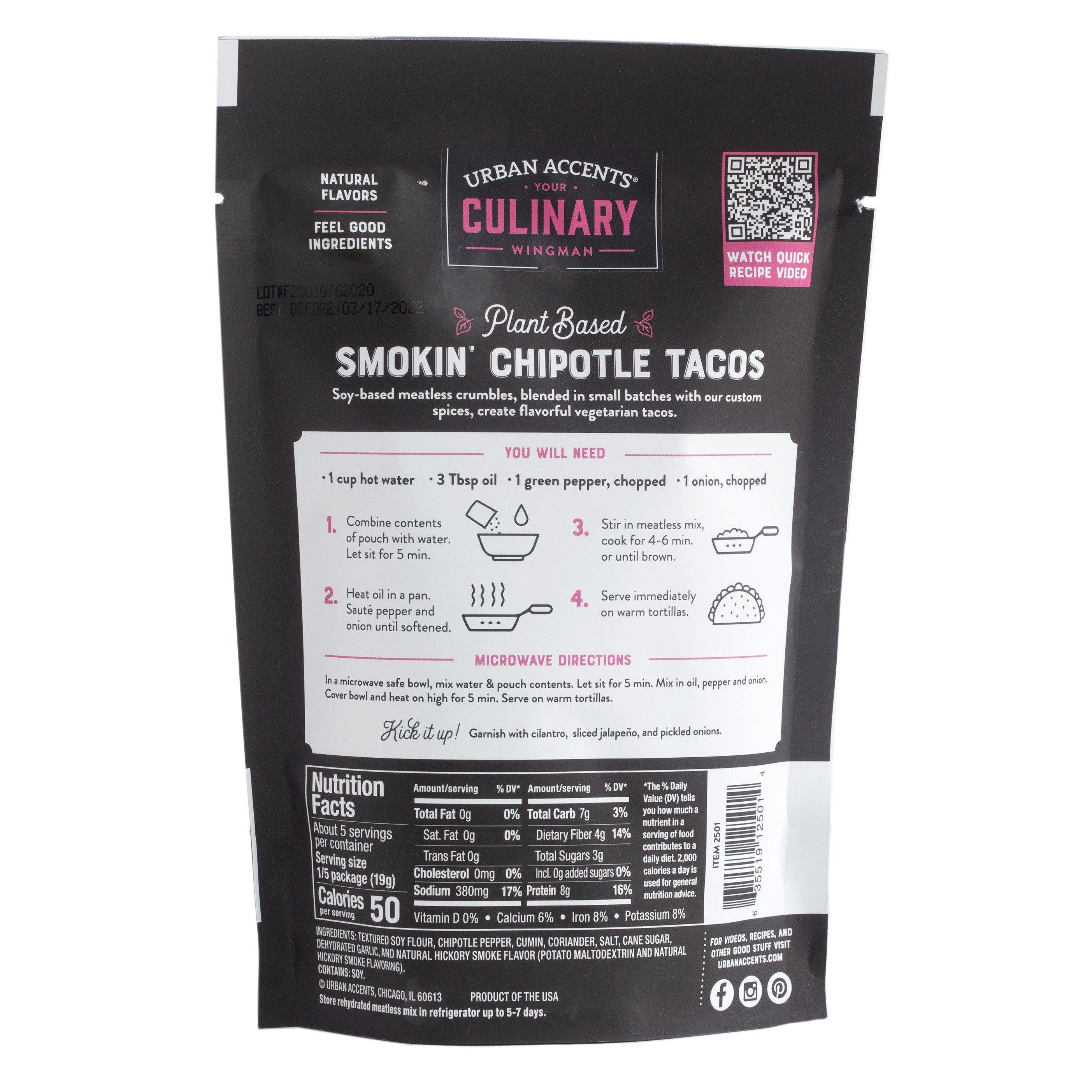 Urban Accents - Plant Based Smokin' Chipotle - Street Taco Mix | Specialty Food Items and Unique Gift Ideas for Everyone