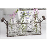 Blossom Bucket - Small Rectangle Decorative Metal Basket with Three Glass Bottles | Specialty Food Items and Unique Gift Ideas for Everyone