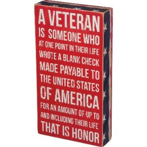 Primitives By Kathy A Veteran Is... Patriotic Box Sign